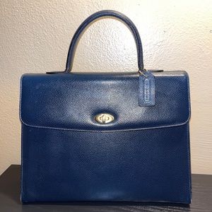 Vintage Coach Madison Copley blue pebbled leather top handle handbag